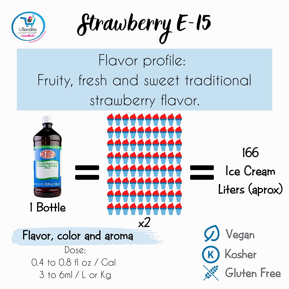 Deiman Artificial Food Flavoring Strawberry E-15 C (33.8 Fl oz)