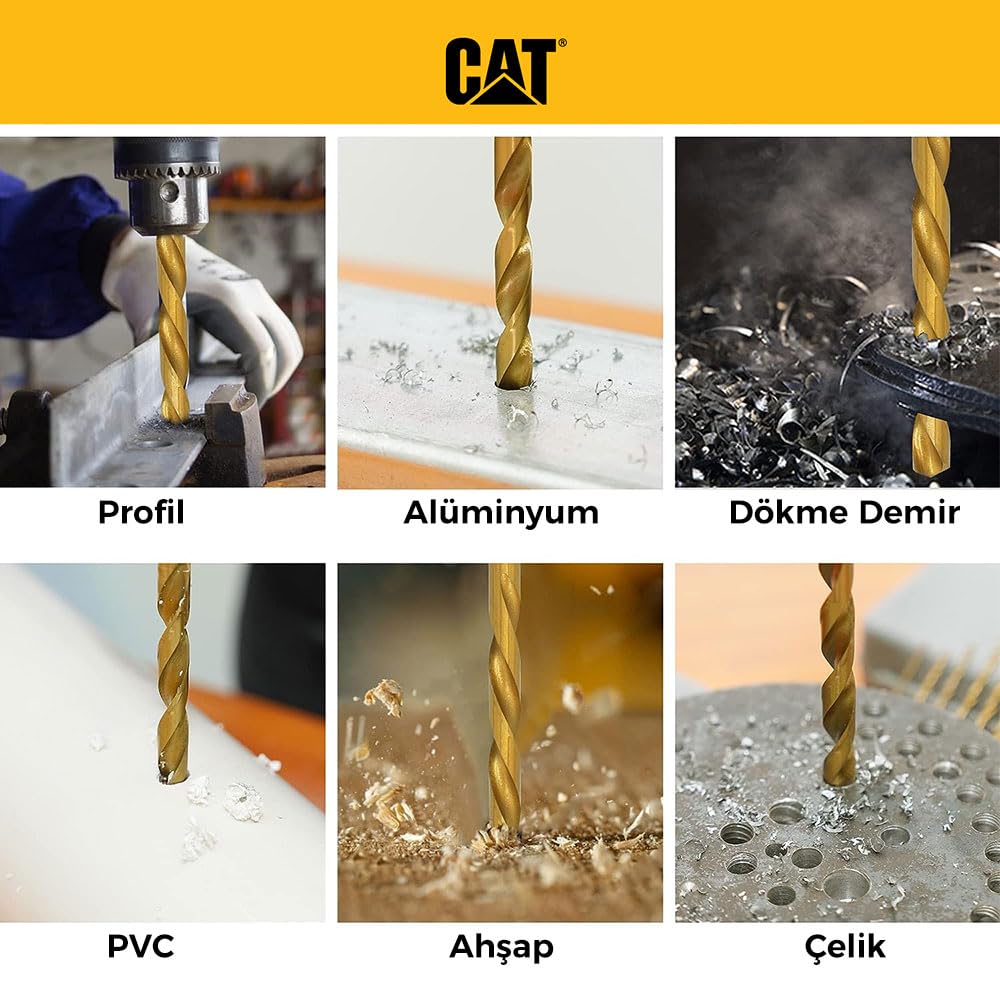 CAT DA02901 Lot de 16 forets HSS revêtus de titane
