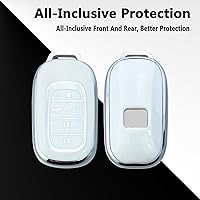 Vista 4 de Funda para llavero compatible con Honda Civic Accord CR-V HR-V Pilot 2022 2023, llavero de TPU suave de protección completa, carcasa bonita (blanco)