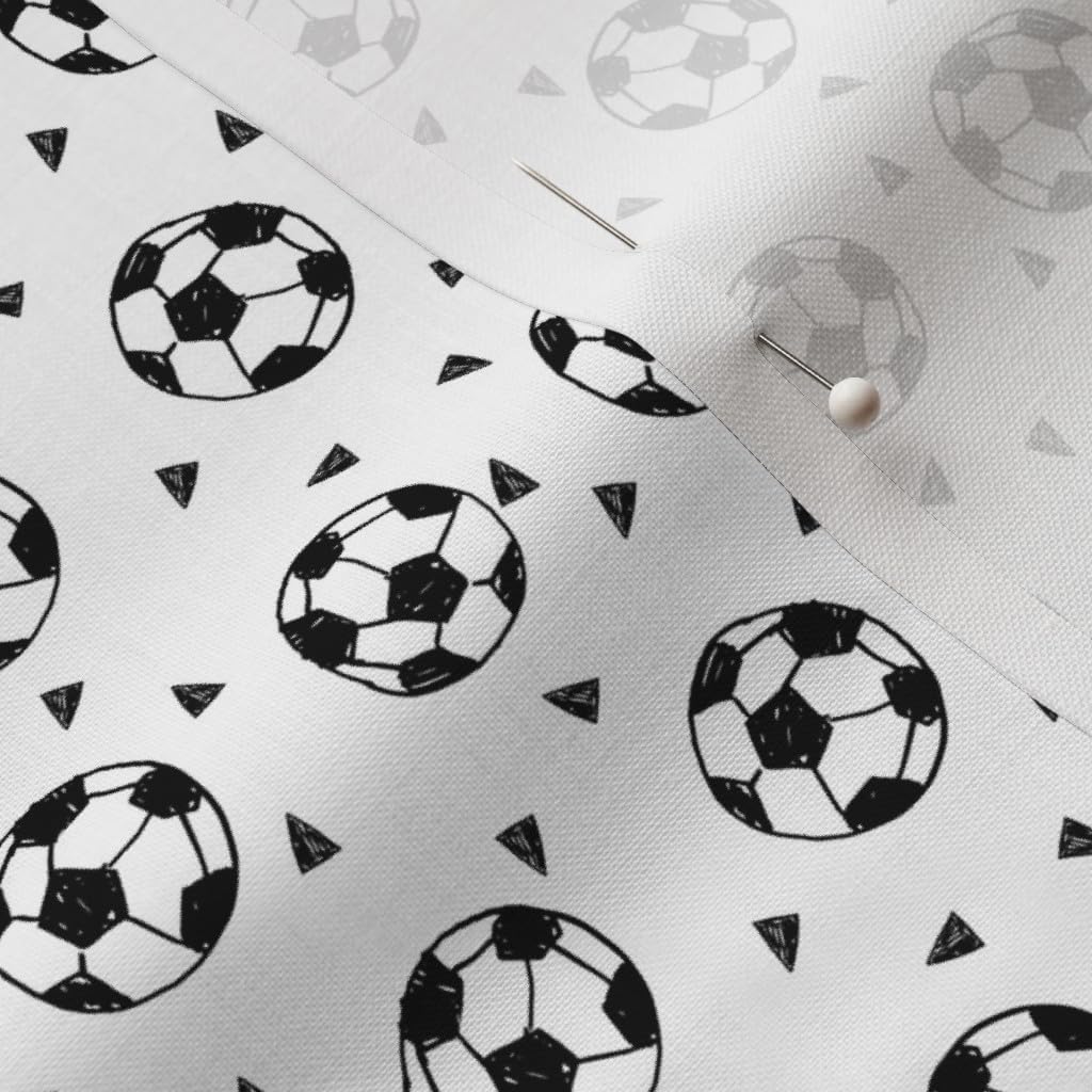 Spoonflower Fabric - Soccer Ball Black White Sports Sport Printed on Petal Signature Cotton Fabric Fat Quarter - Sewing Quilting Apparel Crafts Decor