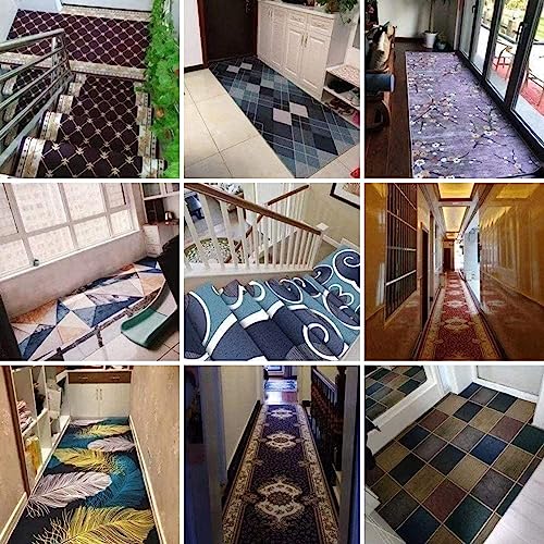 Tapis de passage gris bleu 0.8x8m antidérapant pour couloir de maison