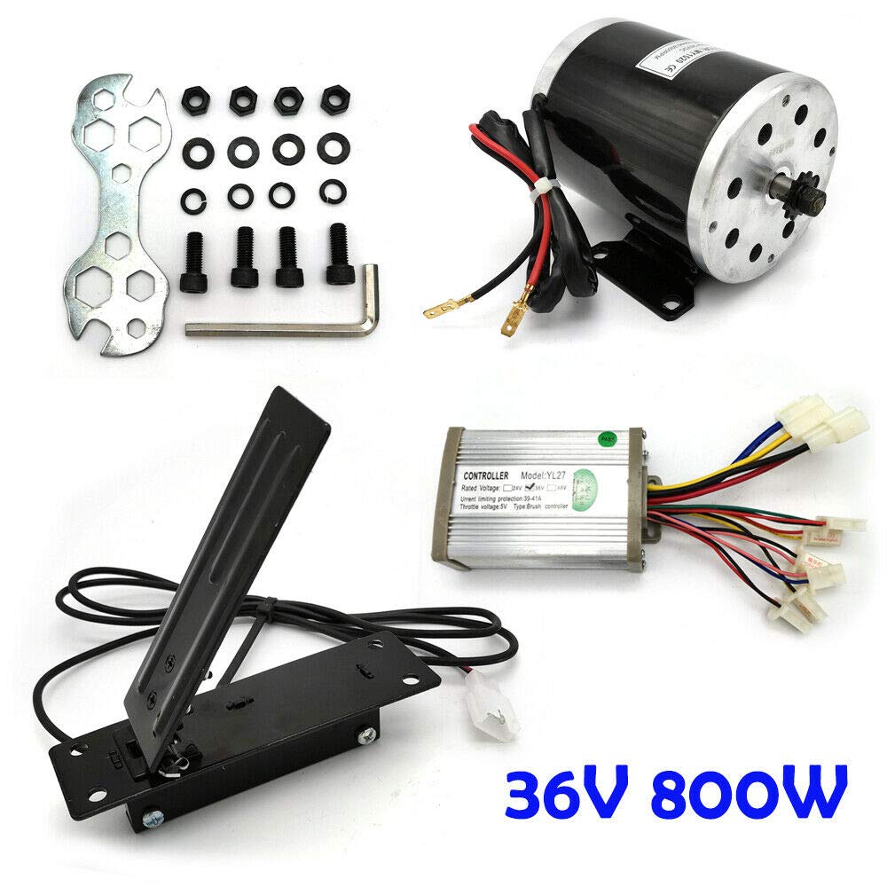 Motore a spazzola 800 W 36 V DC con centralina + pedale motore elettrico per bici elettrica Gokart