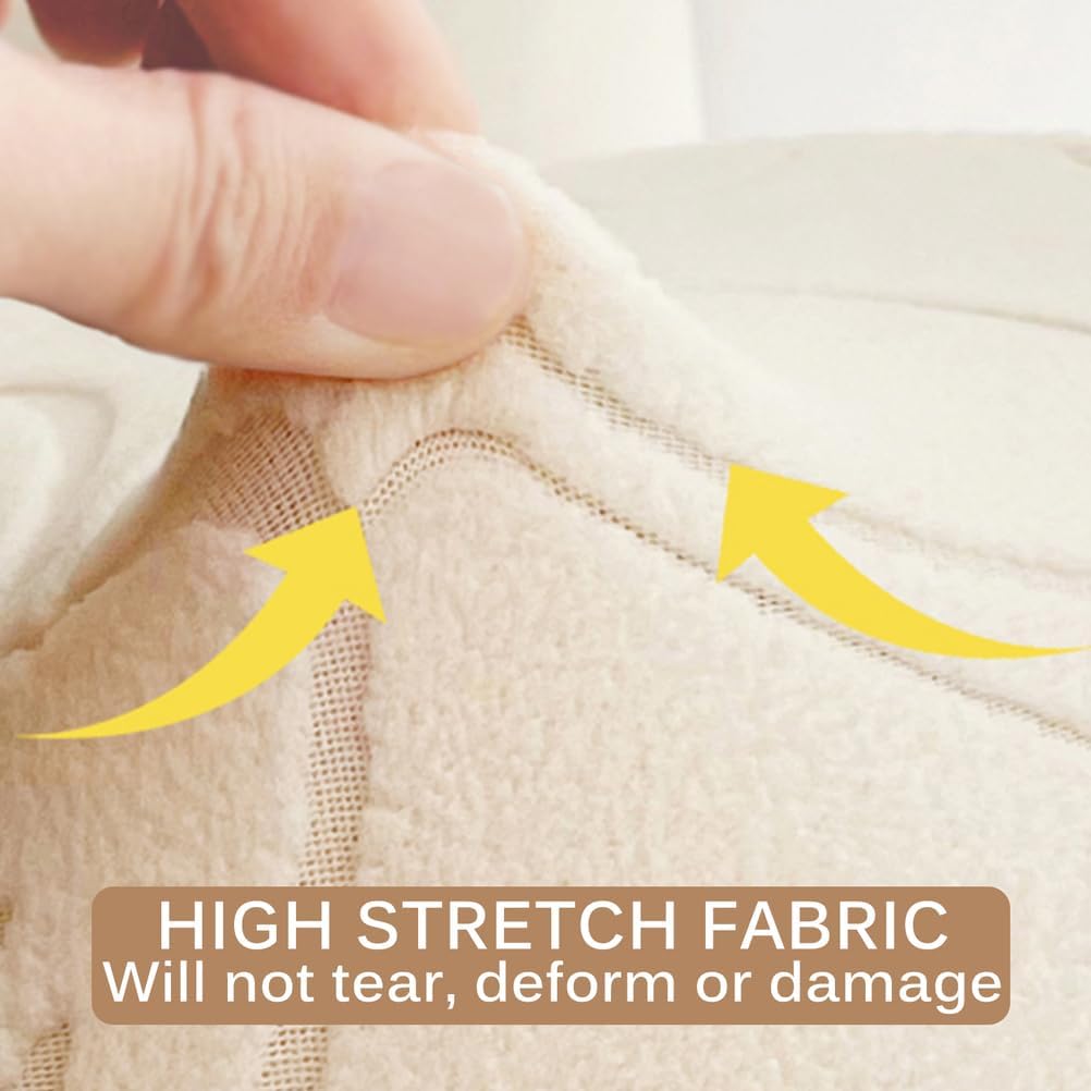 Green,D40cm*H40cm, Ottoman Cover Round Stretch Ottoman Slipcover Dustproof Soft Footstool Cover with Elastic Bottom Non-Slip Footstool Protector Cover for Bedroom Living Room Washable