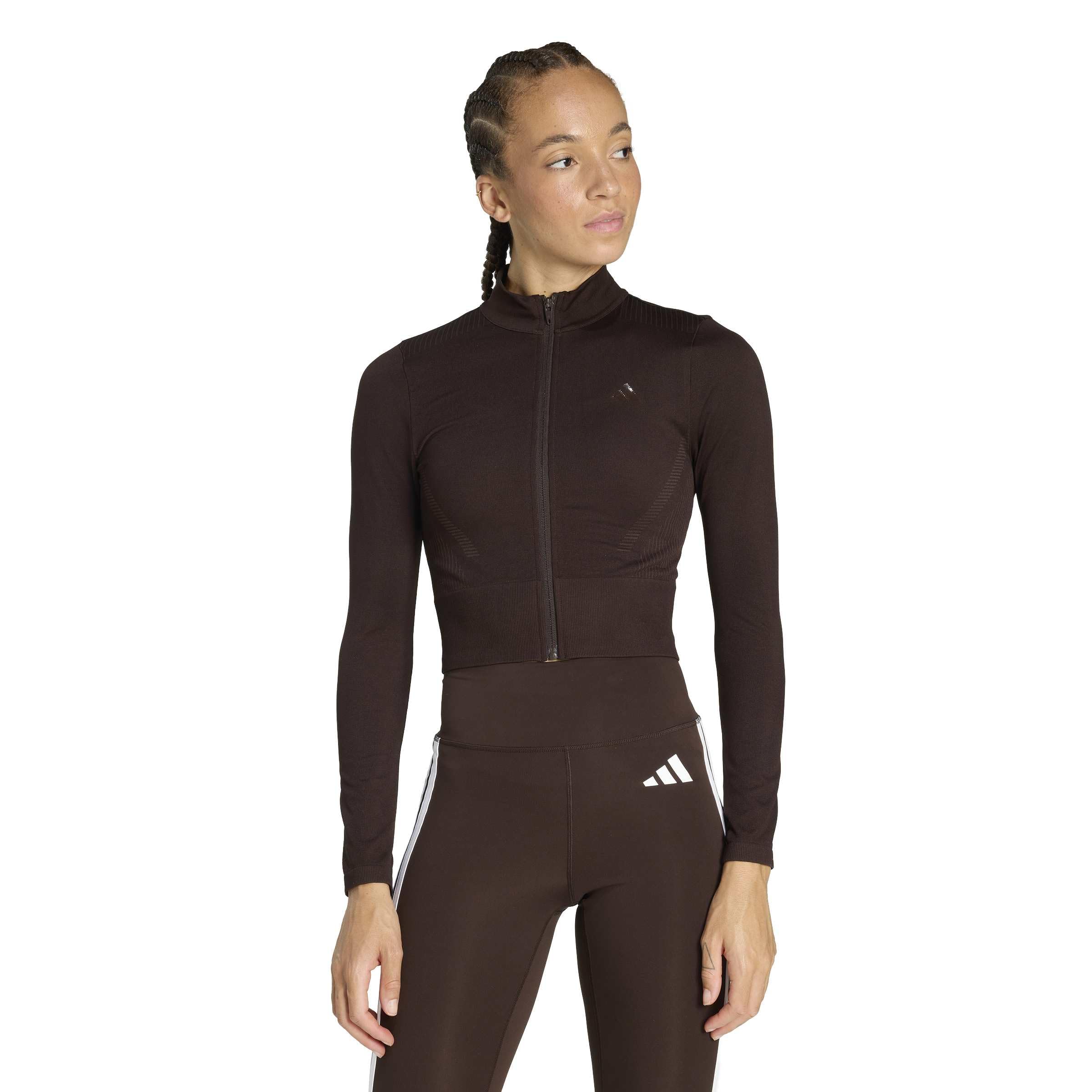 adidas Women's Workout Essentials Jacke, Durchgehender Reißverschluss, Strick