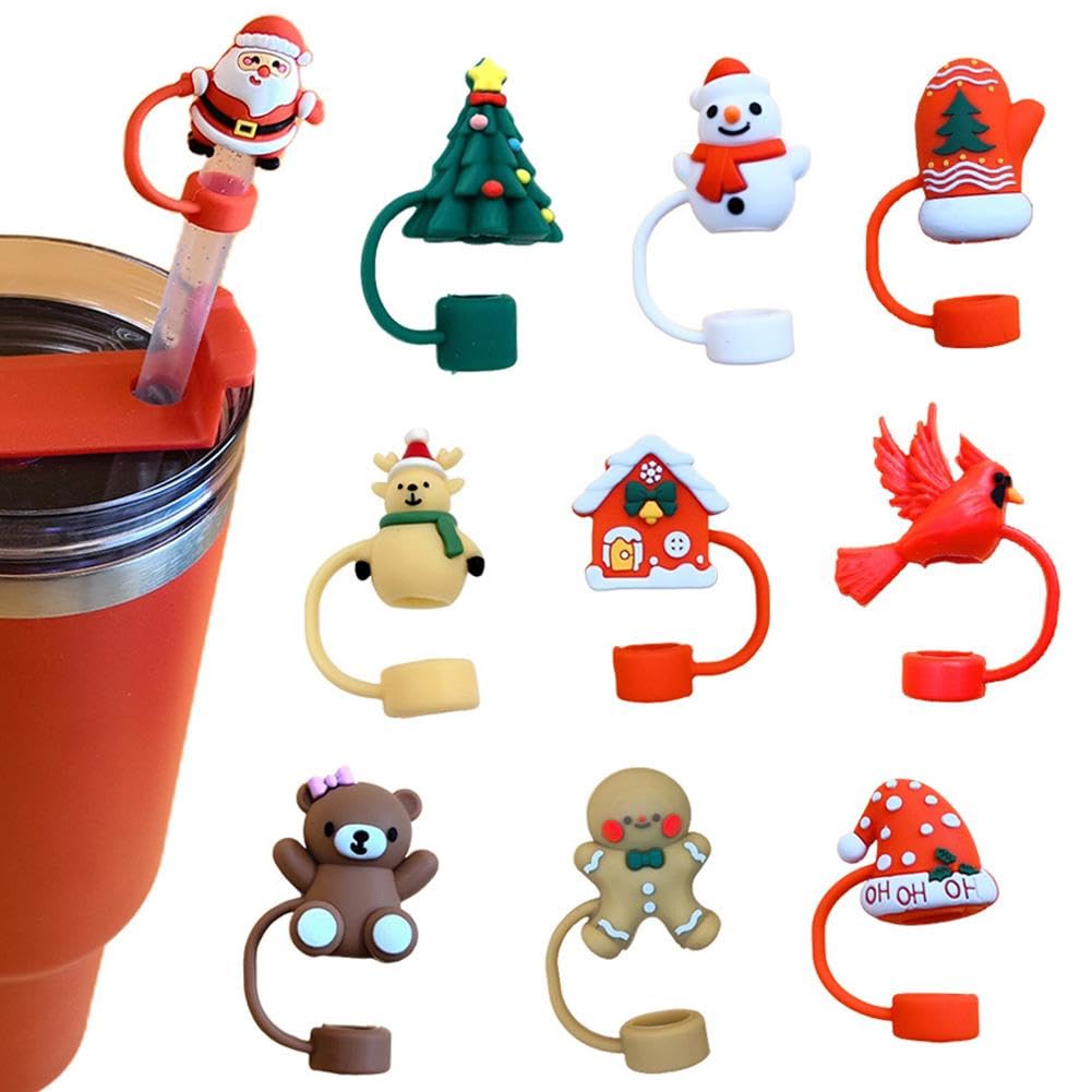 6er Set Weihnachts-Strohhalm-Abdeckkappen Für Stanley-Becher – Süße Silikon-Kappen, Kompatibel Mit 30 Oz & 1,2 L