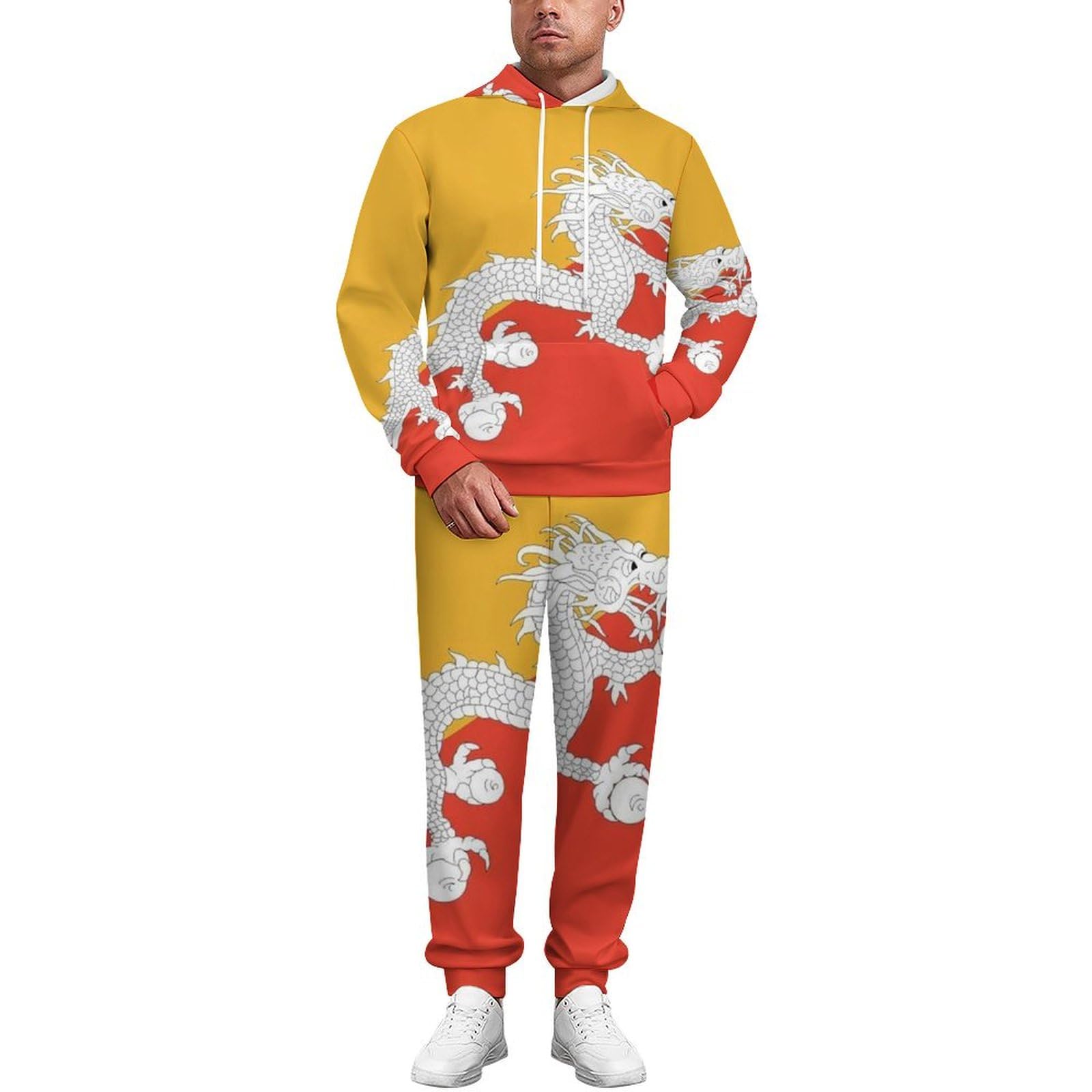 Tuta Da Donna Set Completo Da Salotto Set Da 2 Pezzi Tute Da Uomo Bandiera Della Repubblica Del Bhutan Manica Lunga Abbigliamento Sportivo Unisex Moda Casual Tuta Autunnale