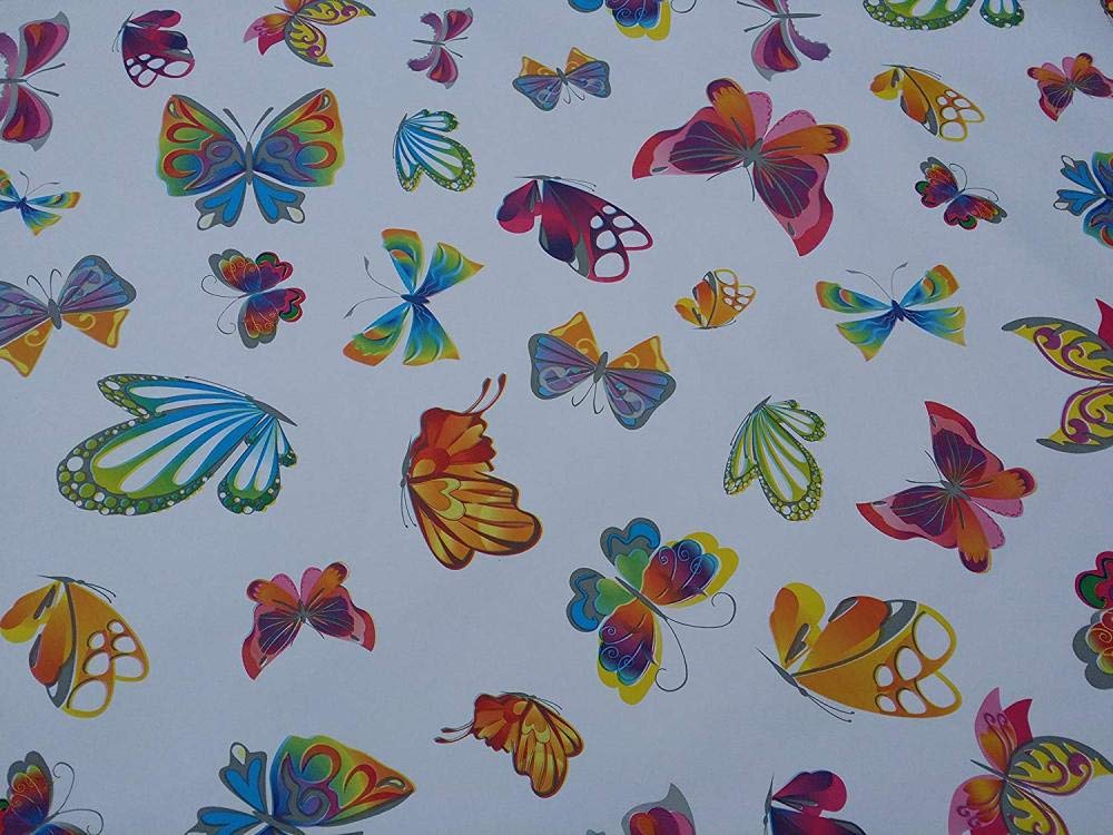 Butterfly Rainbow Multicolor Vinyl PVC Dining Table Kitchen Dining Table Protector Liner Tablecloth Cover-Cut to Size (per Meter) PRESTIGE FASHION UK LTD