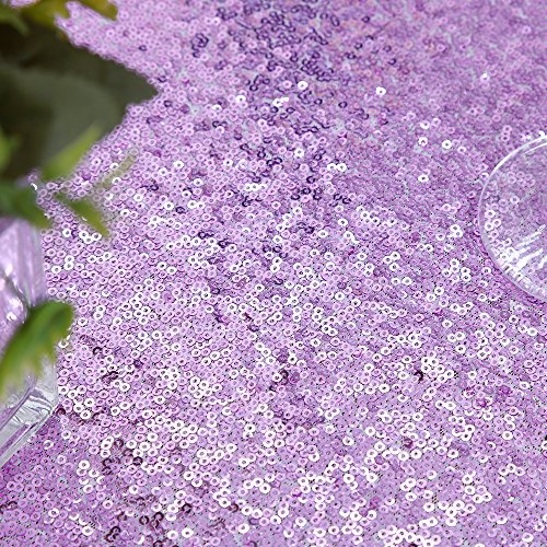 Image of B-COOL Sequin Tablecloth Rectangle Tablecloths Lavender Shiny Table Skirt Sweet Birthday Cake Events Table Linens-90x156inches