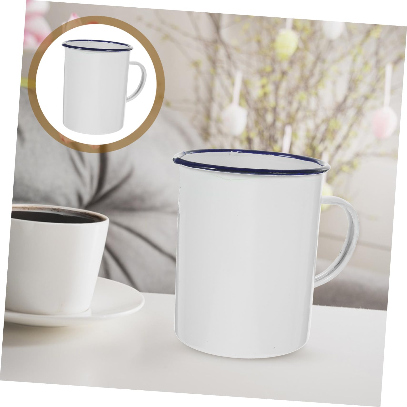 Cabilock Taza Medidora de Esmalte Estilo Retro Vintage Portátil para Café y Leche para Cocina y Desayuno