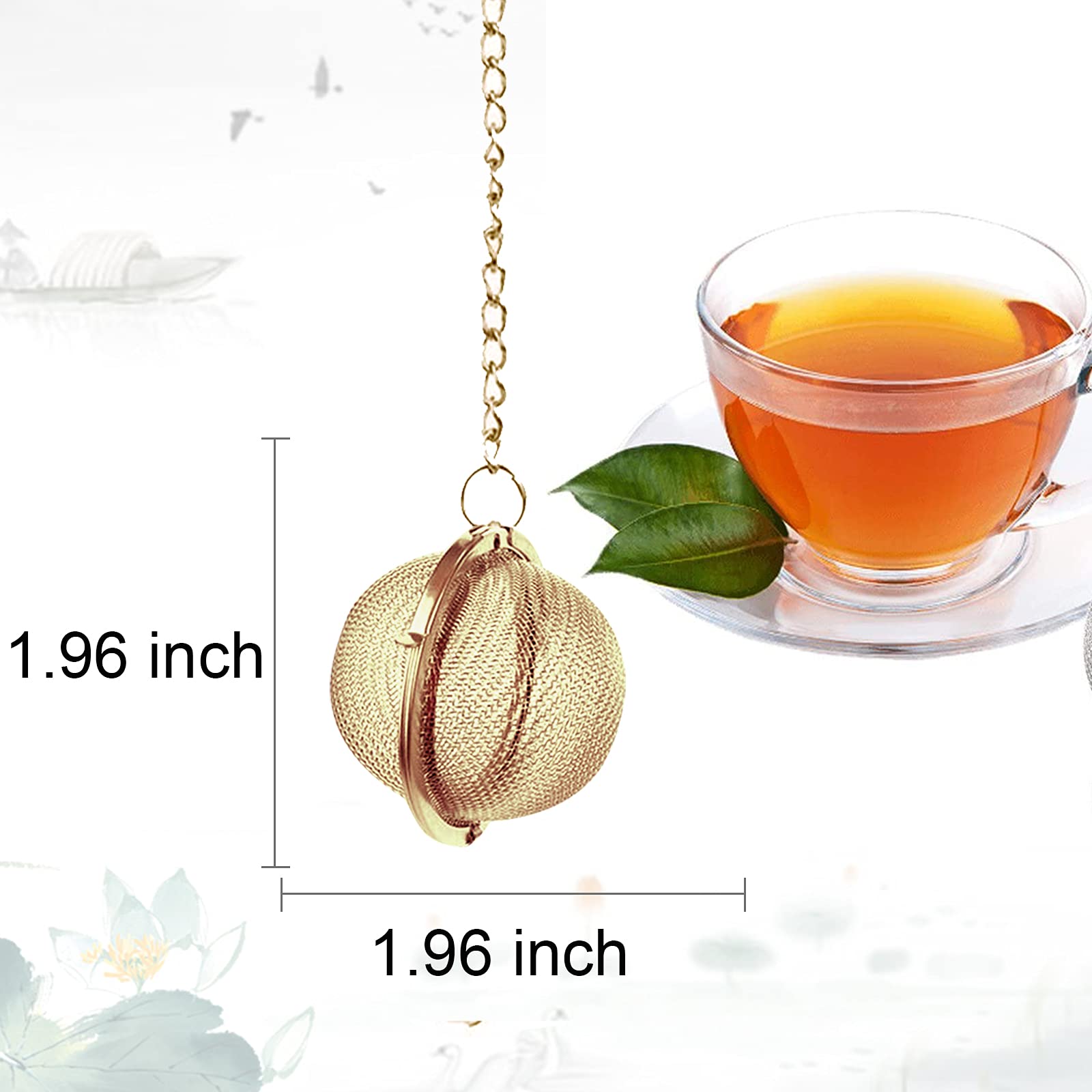 Infusor de té, bola de té de malla de acero inoxidable, infusores de té de para té suelto, filtro de té, difusor de intervalos con gancho de cadena extendido para té y especias y