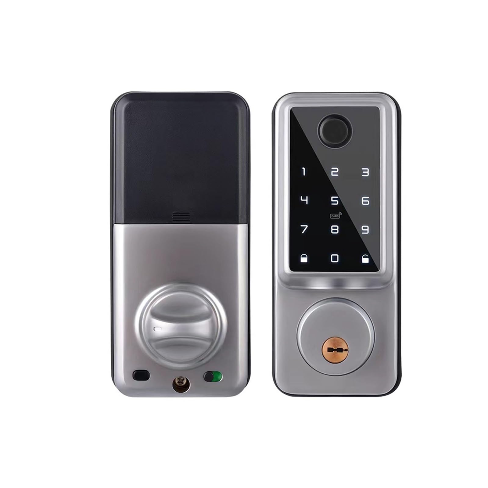 DIGNIFE Smart Door Lock, Wooden Door Deadbolt Smart Lock Fingerprint Password Card Electronic Lock(Silver,TT)