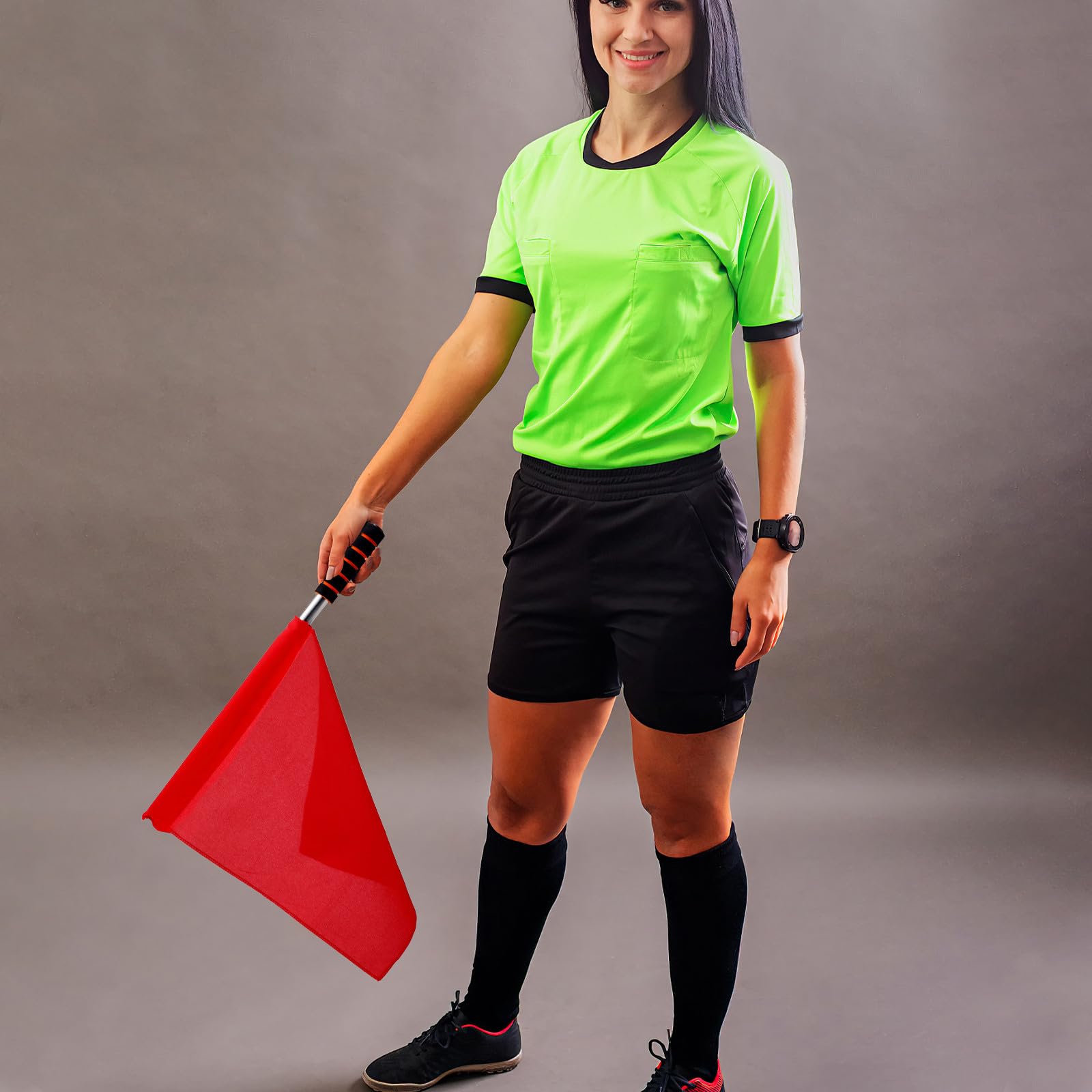 Fomiyes Lot De 4 Drapeaux D'Arbitre Manuels Pour CompéTition Drapeaux De Signalisation À Main En Couleurs Assorties PoignéE AntidéRapante Acier Inoxydable Pour Courses Et ÉVéNements Sportifs 25x25 CM