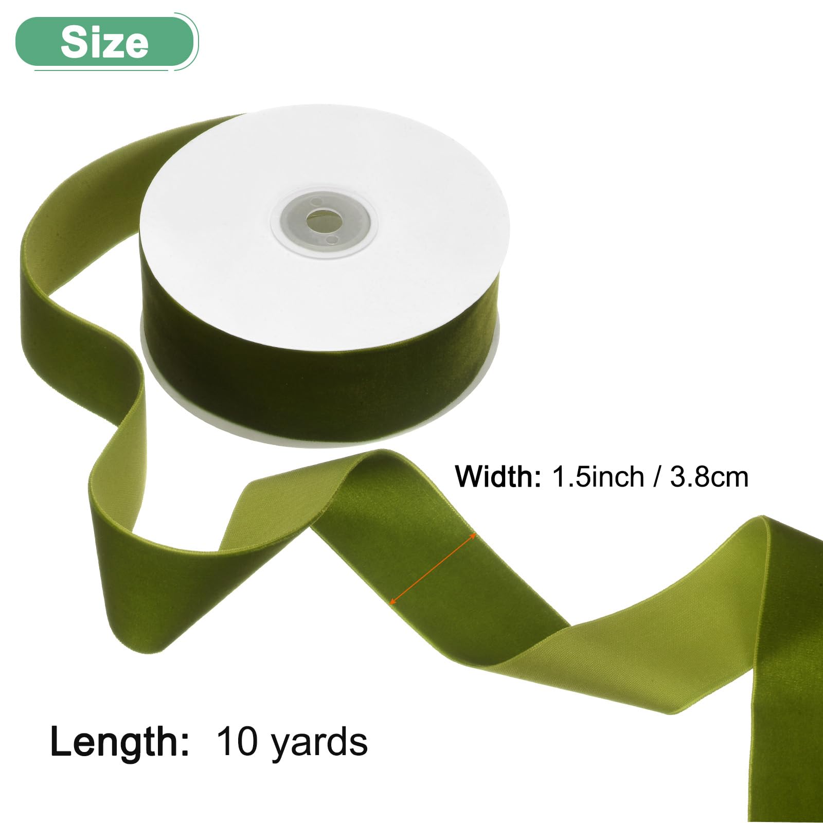 M METERXITY Olive Green Velvet Ribbon - Image 3
