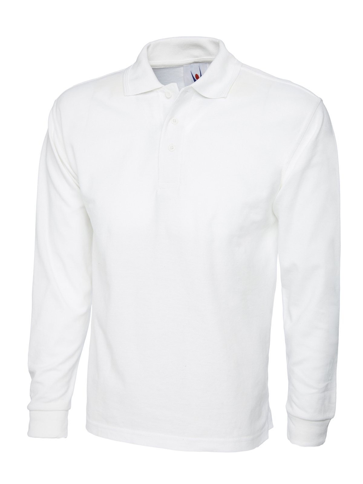 Uneek Uneek UC113 Polyester/Cotton Unisex Long Sleeve Pique Polo Shirt, White, XXXX-Large