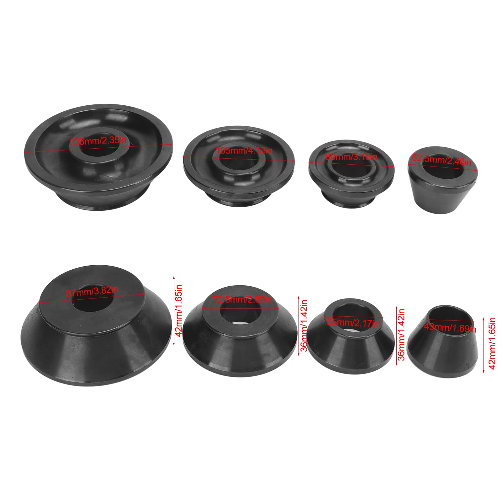 Juego de Conos Cónicos para Equilibrador de Ruedas, Acero Al Carbono, 36mm de Diámetro del Eje, Herramienta de Reparación de Neumáticos para Coche, Camión, SUV, 4 Uds.
