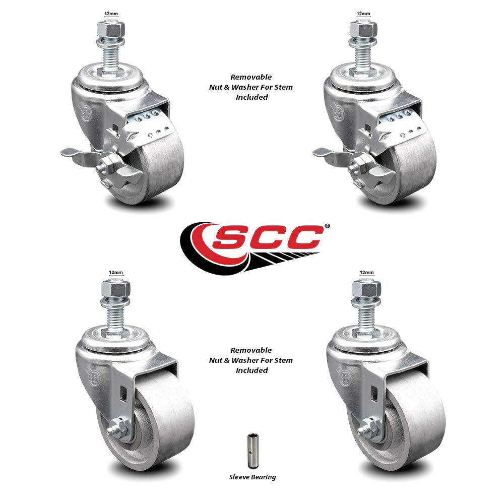 Semi Steel Cast Iron Swivel Threaded Stem Caster Set of 4-3