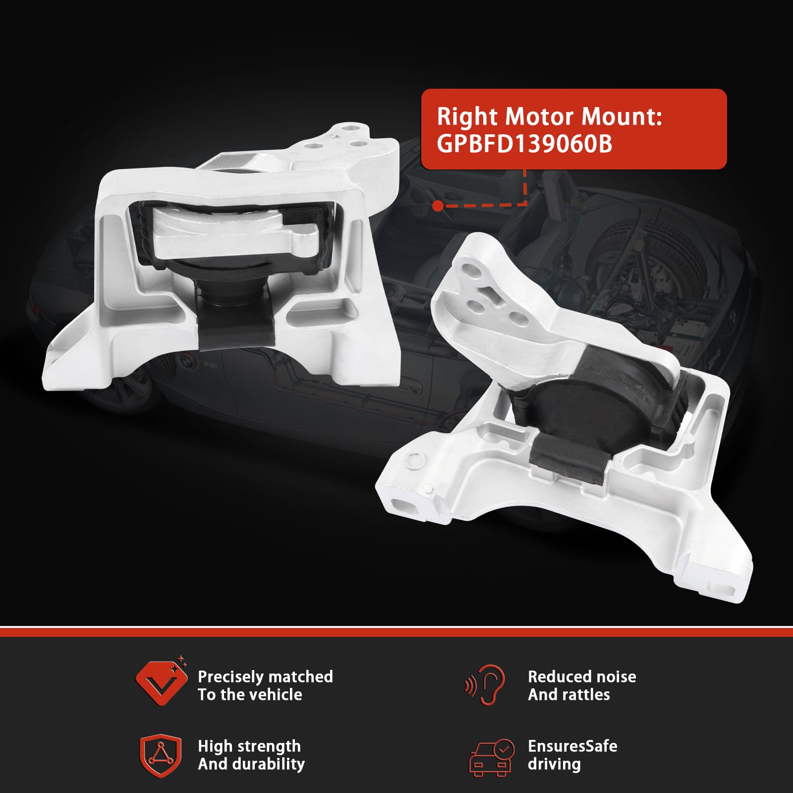 Right Engine Motor Mount Compatible with 2012-2013 Mazda 3 GS-Sky