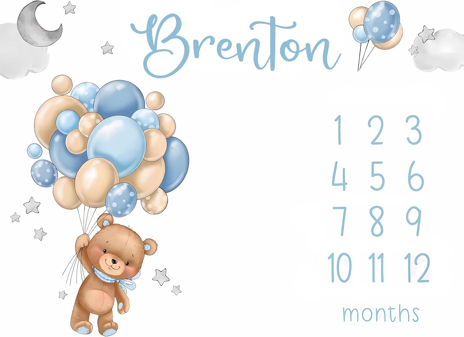 OLIVE OLIVIA Personalized Baby Milestone Blanket with Customized Name, 60