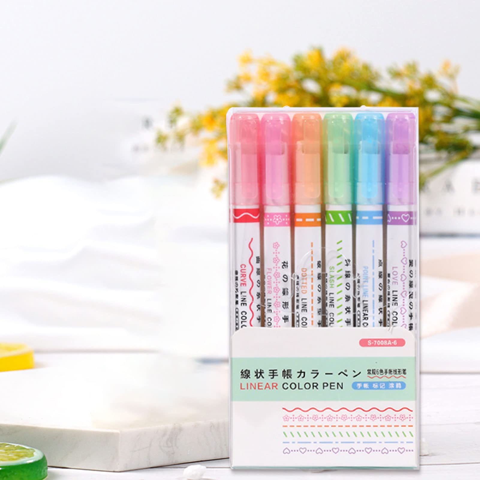 Amazon.co.jp: カーブペン 蛍光ペン 6色セット ソフトカラー 6