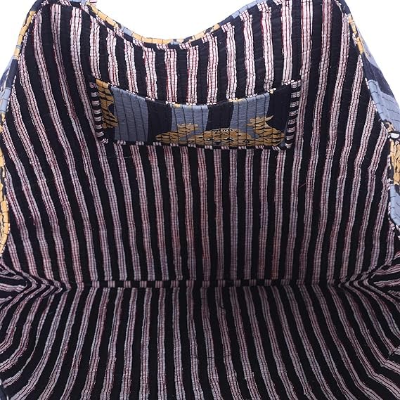 Bolsa Tote de algodón acolchada y hecha a mano, grande y reusable miniatura 3
