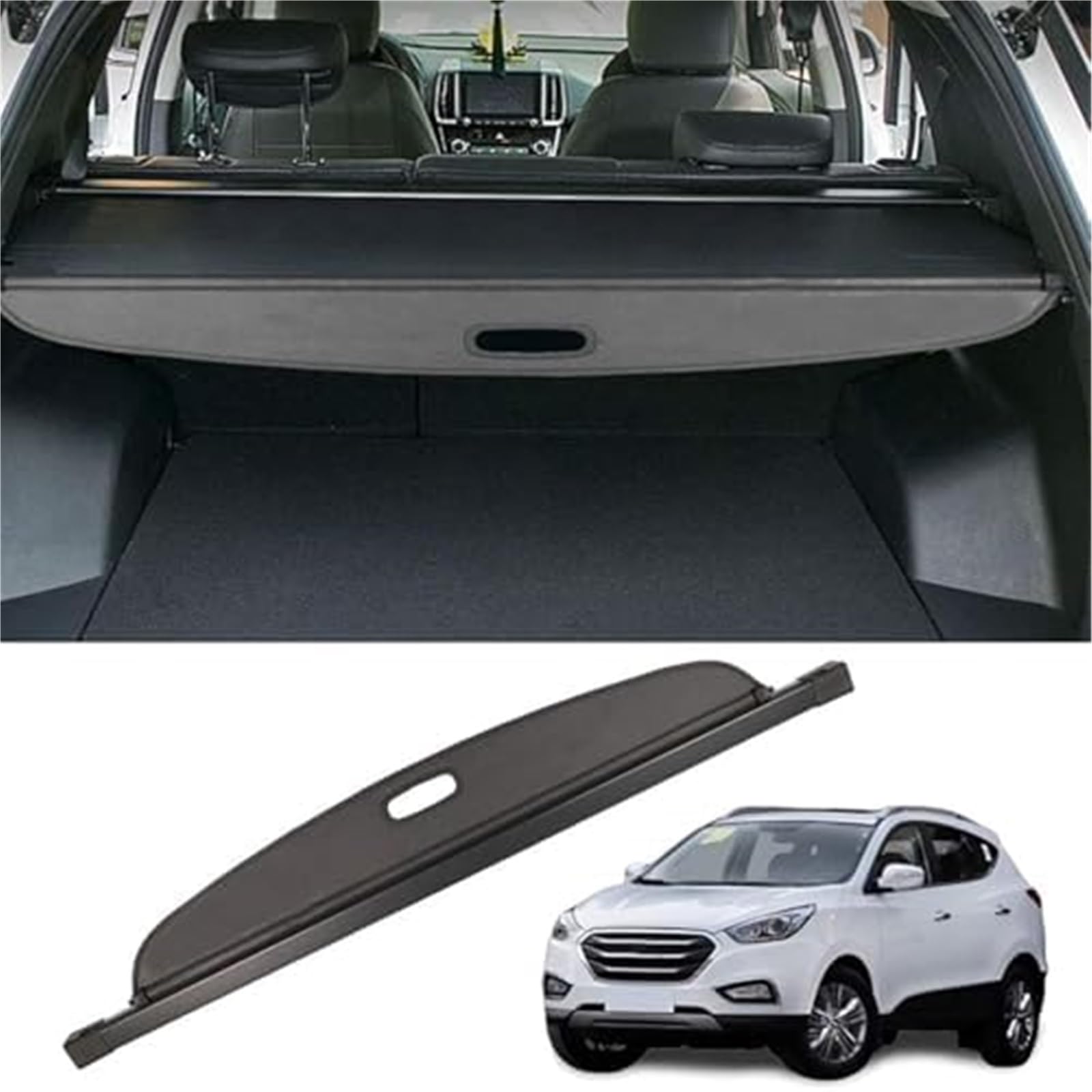 Fhjwqronte One Color Cargo Area Storage Rack Car Retractable Rear Trunk Parcel Shelf, For Hyundai Ix35 2010-2015 Luggage Shade Shield Cargo Security Cover Curtain