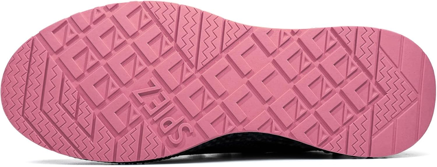 SPIEZ Slip on Safety Shoes for Women,Lightweight Non Slip Work Shoes,Air Cushion Safety Sneakers for Work and Daily Wear Black-Pink - Image 5