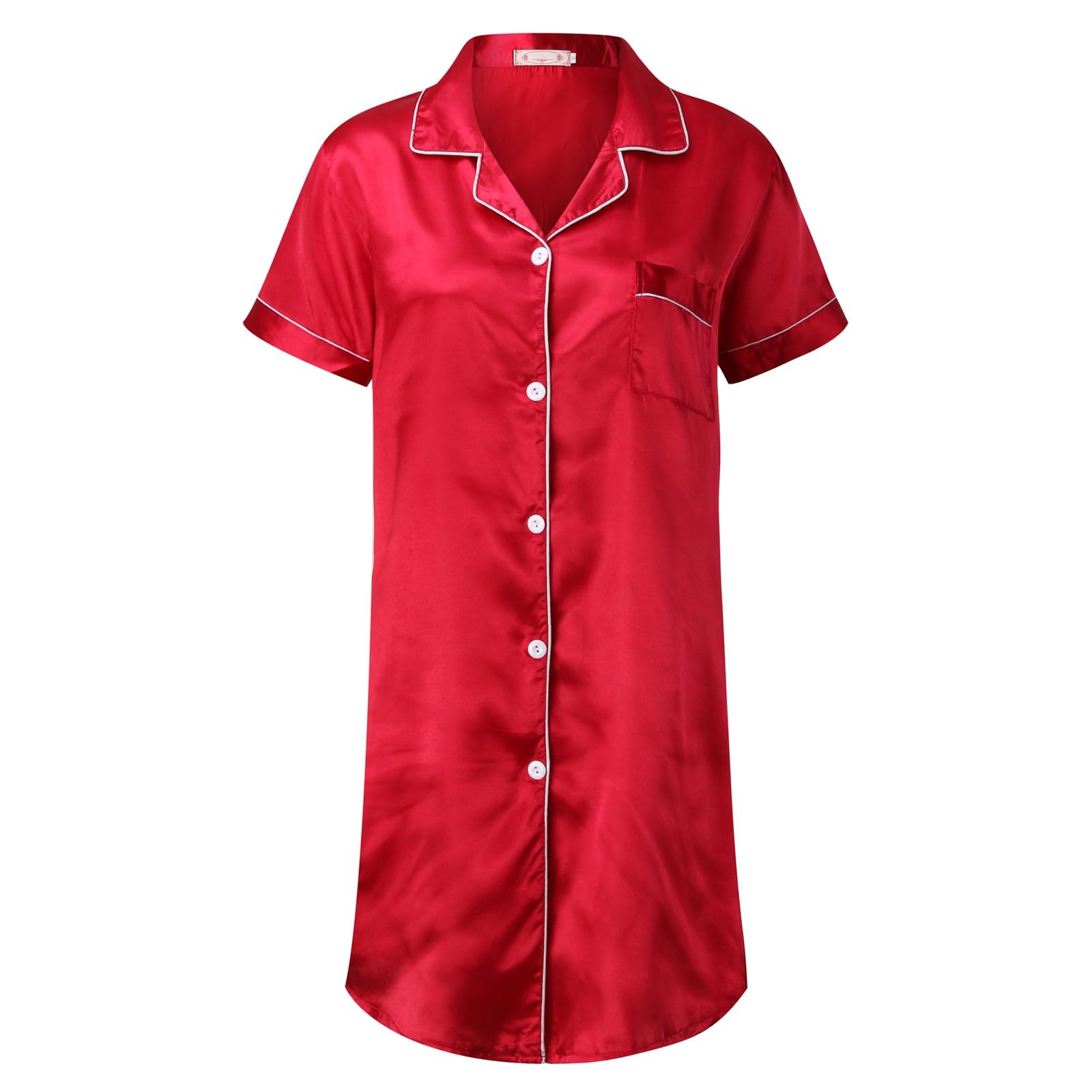 WWricotta Ropa Dormir para Mujer Camisón satén Mini Slip Chemise Ropa Dormir Corta Camisones para Mujer Camisolas Manga Larga Mujer Dormir