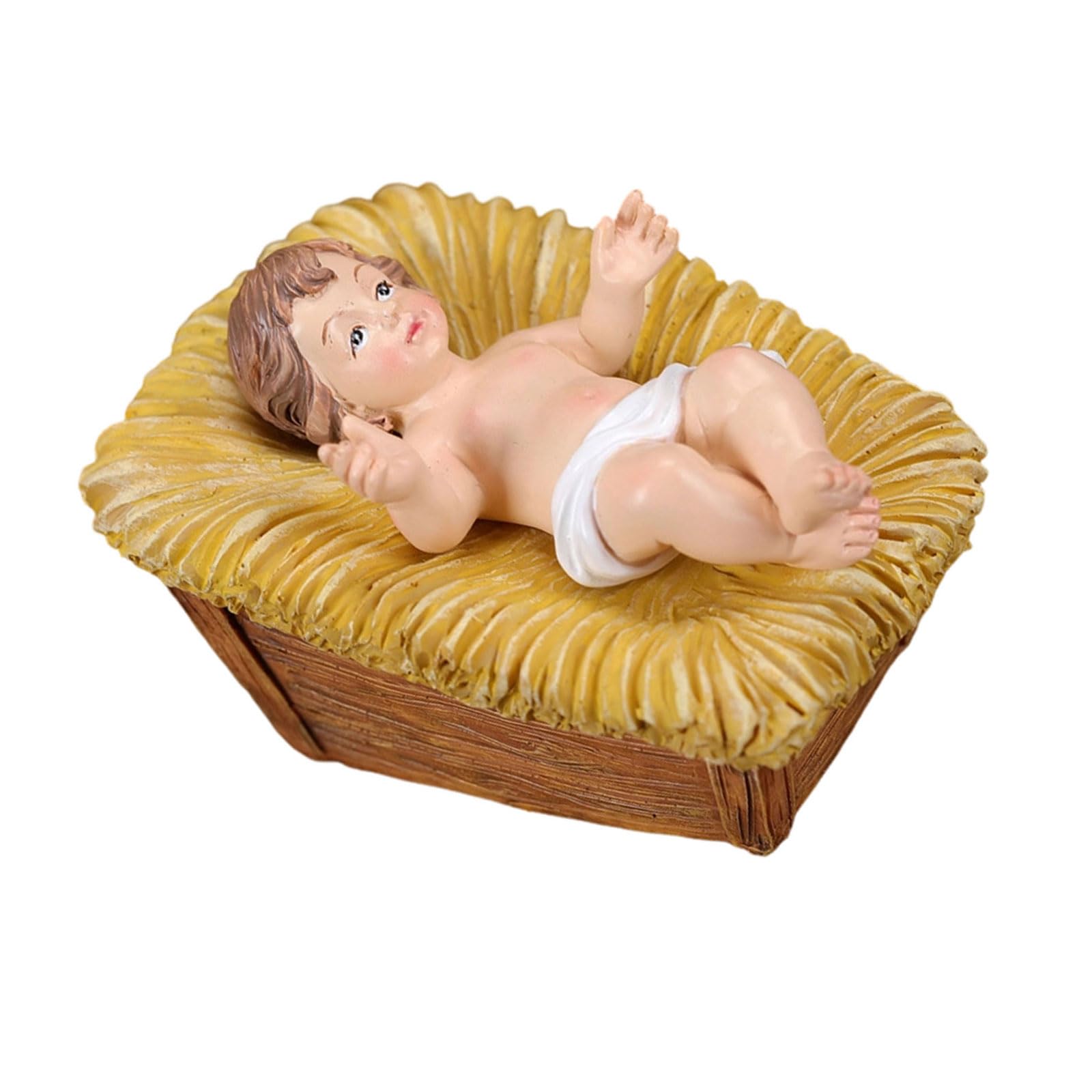 Osniyaw B Resin Figurines Aby Jesus In The Nativity Scene 2 Pieces Small Nativity Scene Religious Christmas Ornament Figurine Aby Jesus In The Nativity Scene