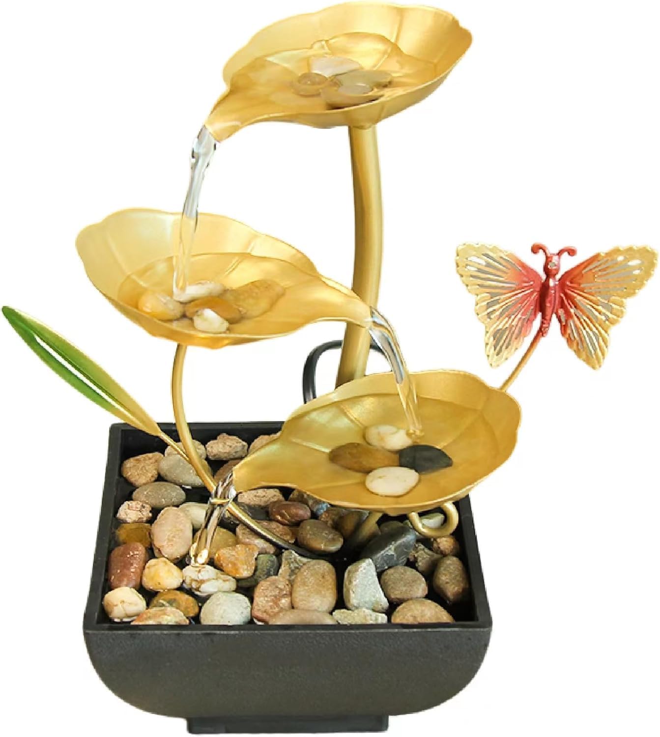 JEMICA Tabletop Fountain Indoor Waterfall Fountain for Home, Office&Bedroom Decor with Natural River Rocks-image-3