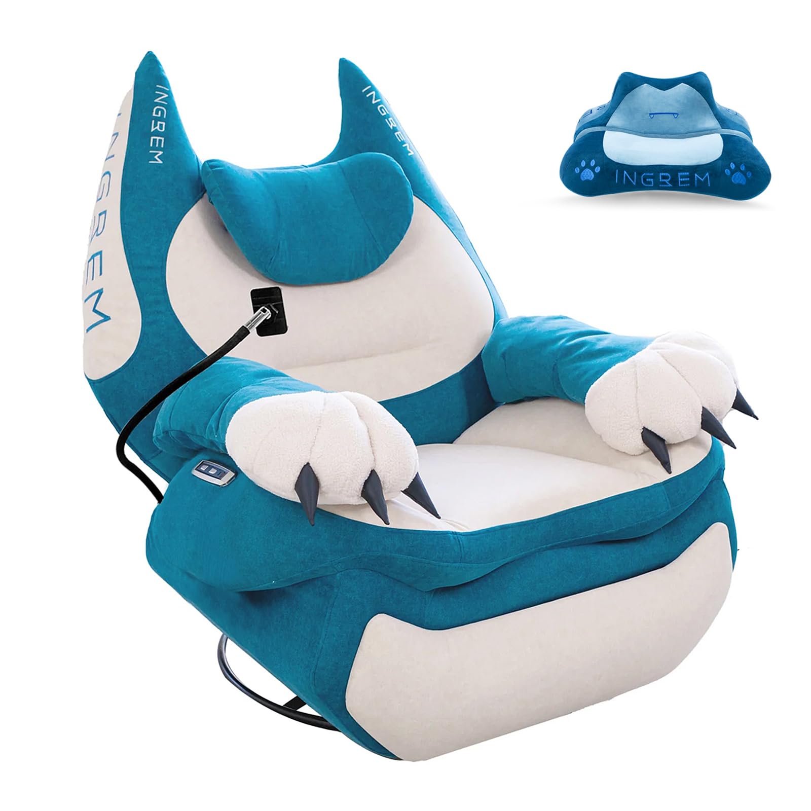 INGREM Smart Recliner with Adjustable Settings, Voice-Activated Home Theater Gaming Seat Rocker, Electric Lounge Chair Featuring USB Port ，Phone Holder and Cat Claw Armrest