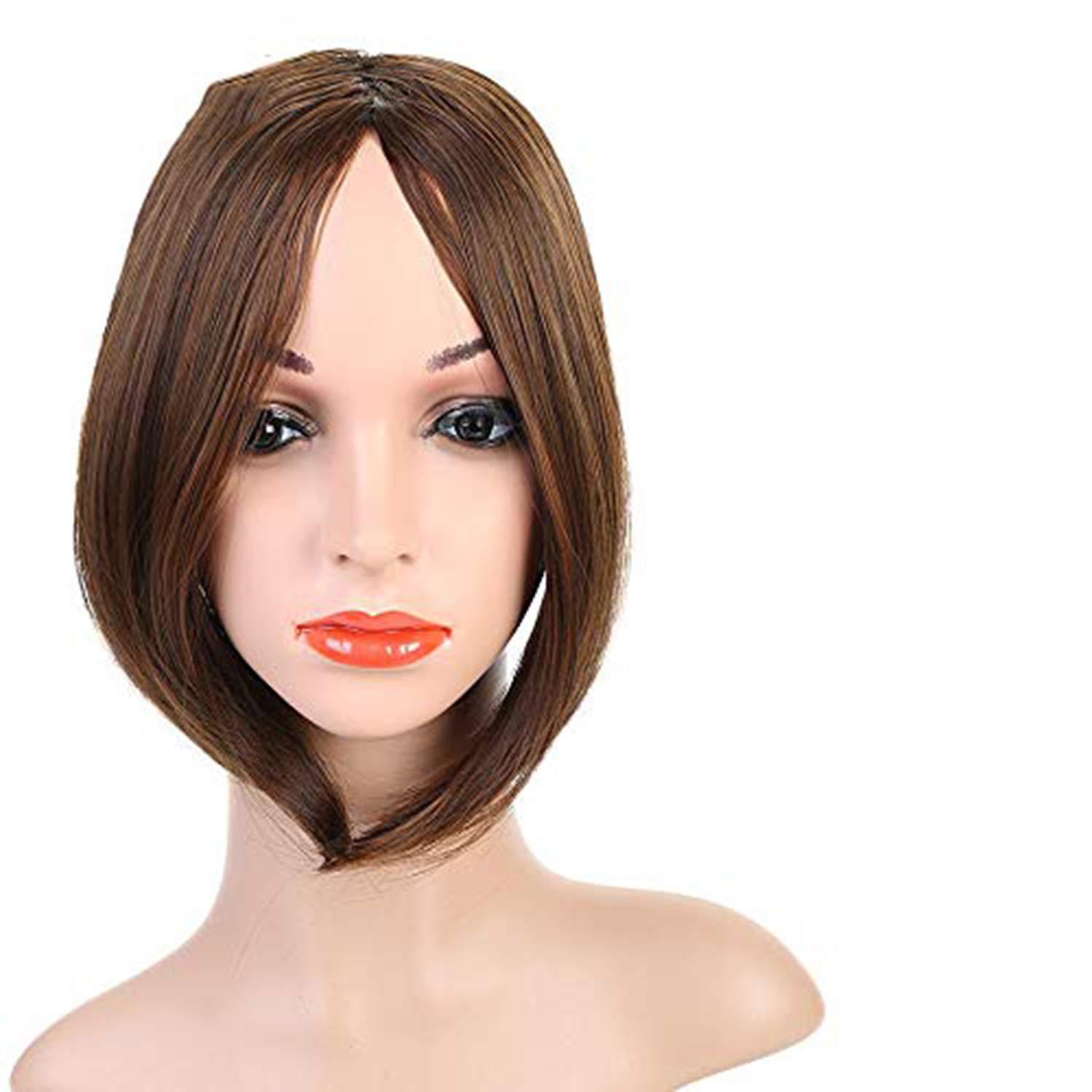 Fully Remy Human Hair Fringes Extension/Hair Piece Front Bangs For Women And Girls Center Partition Cut (Medium Brown) Pack Of 1