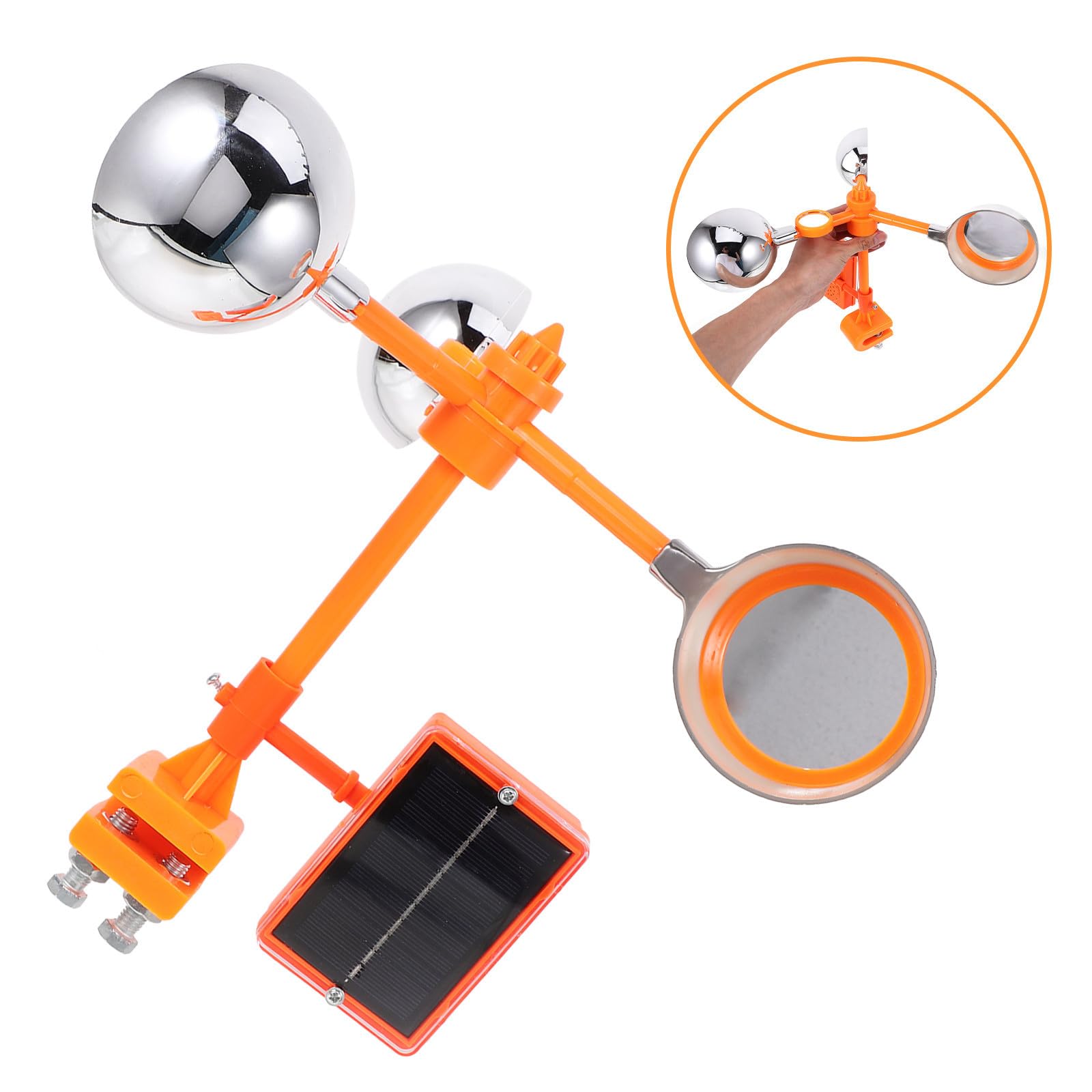 ifundom Disuasor de Pájaros Solar Reflector Giratorio y Altavoz, Protección para Jardín y Huerto, Resistente al Viento, para Exteriores, 1, Ahuyentador Ecológico para Aves
