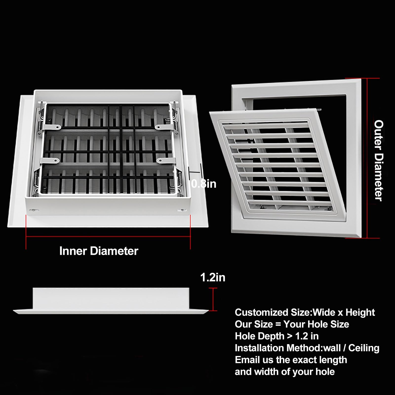 Panel de acceso empotrado blanco para paneles de yeso, puerta de acceso de fontanería de 15 x 20 pulgadas, escotilla de aluminio para ventilación de cocina al aire libre y ático con filtros de rejilla
