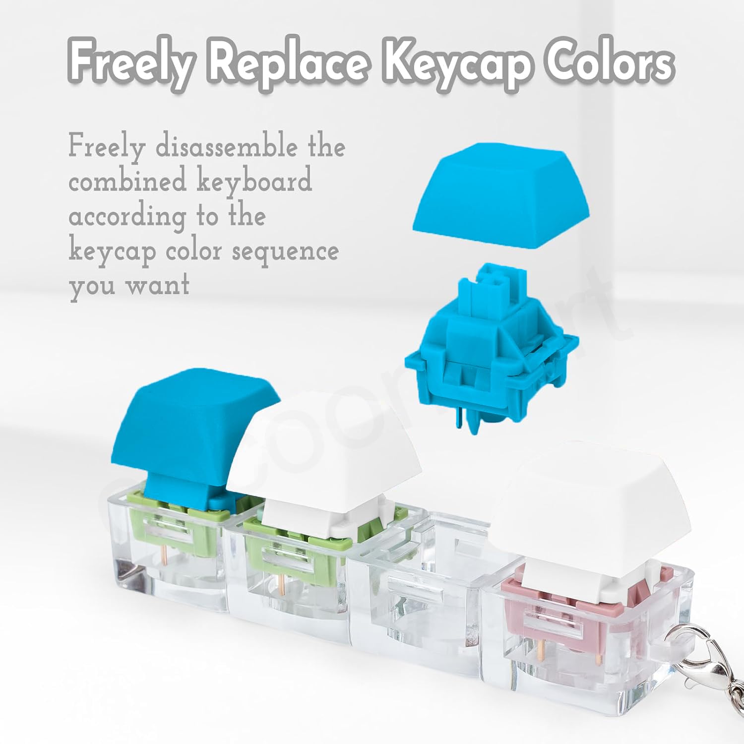 Cocoonkart Keyboard Fidget Toy 4-in-1 Keyboard Decompression Button Finger Clicker Toys, Button Stress Relief Fidget to Relief Stress (2 Colors-White ,Sky Blue) 1