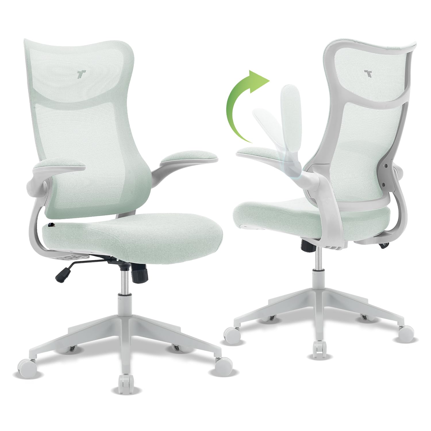 TT Airflex V2 Mesh Ergonomic Super Soft Wide Cushion Office Computer Desk Chair Adjustable Arms (Minty Green)