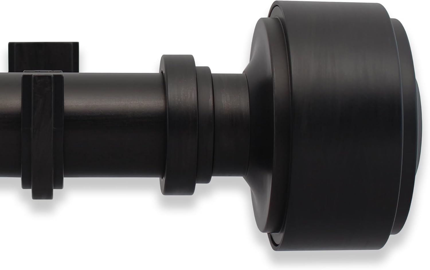 7 foot Custom Curtain Rod & Layered Knob Finials Bundle – Luxury Nonadjustable 1 ¼” Large Diameter with Designer Finials & Premium Quality Mounting Bracket – Brushed Dark Brown Finish