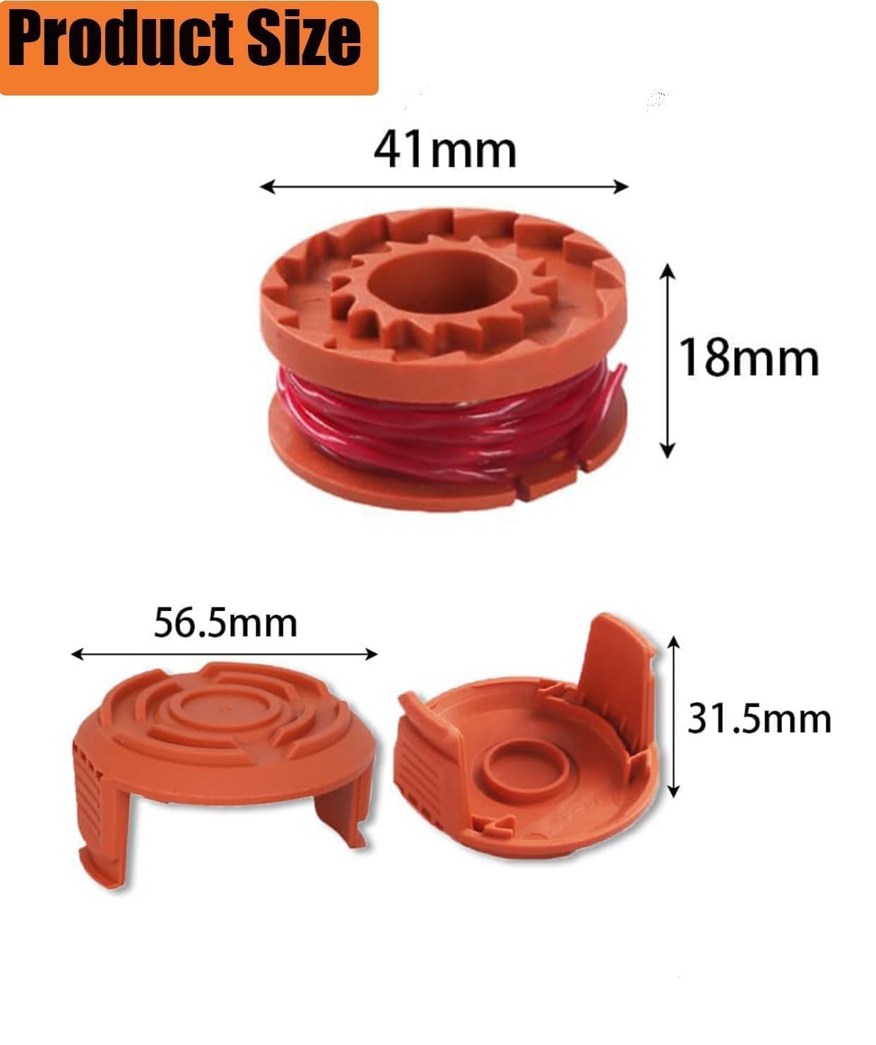 Strimmer Spool,WA0004 Spool Line Compatible with 20V Worx Grass Trimmers Replace,WG151,WG163E.1,WG163E.2,WG163E.3,WG163E.6,WG163E.9 (WX-6+2) - Image 4