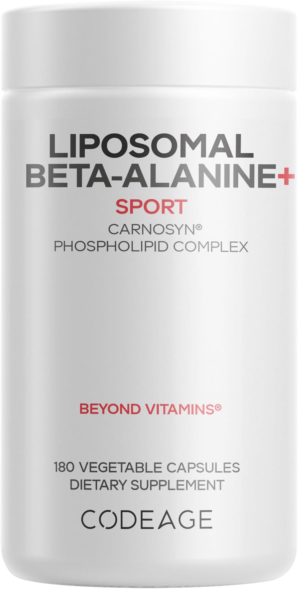 Liposomal Beta-Alanine Supplement - CarnoSyn Beta-Alanine - 2-Month Supply - Liposomal Delivery - Pre Workout, Post Workout and Sport Supplementation - Non-GMO - 180 Capsules