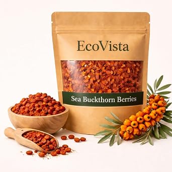 Ecovista Premium Dried Sea Buckthorn Berries 4 oz, Whole Natural Himalayan Berries, No Sugar Added, Vegan