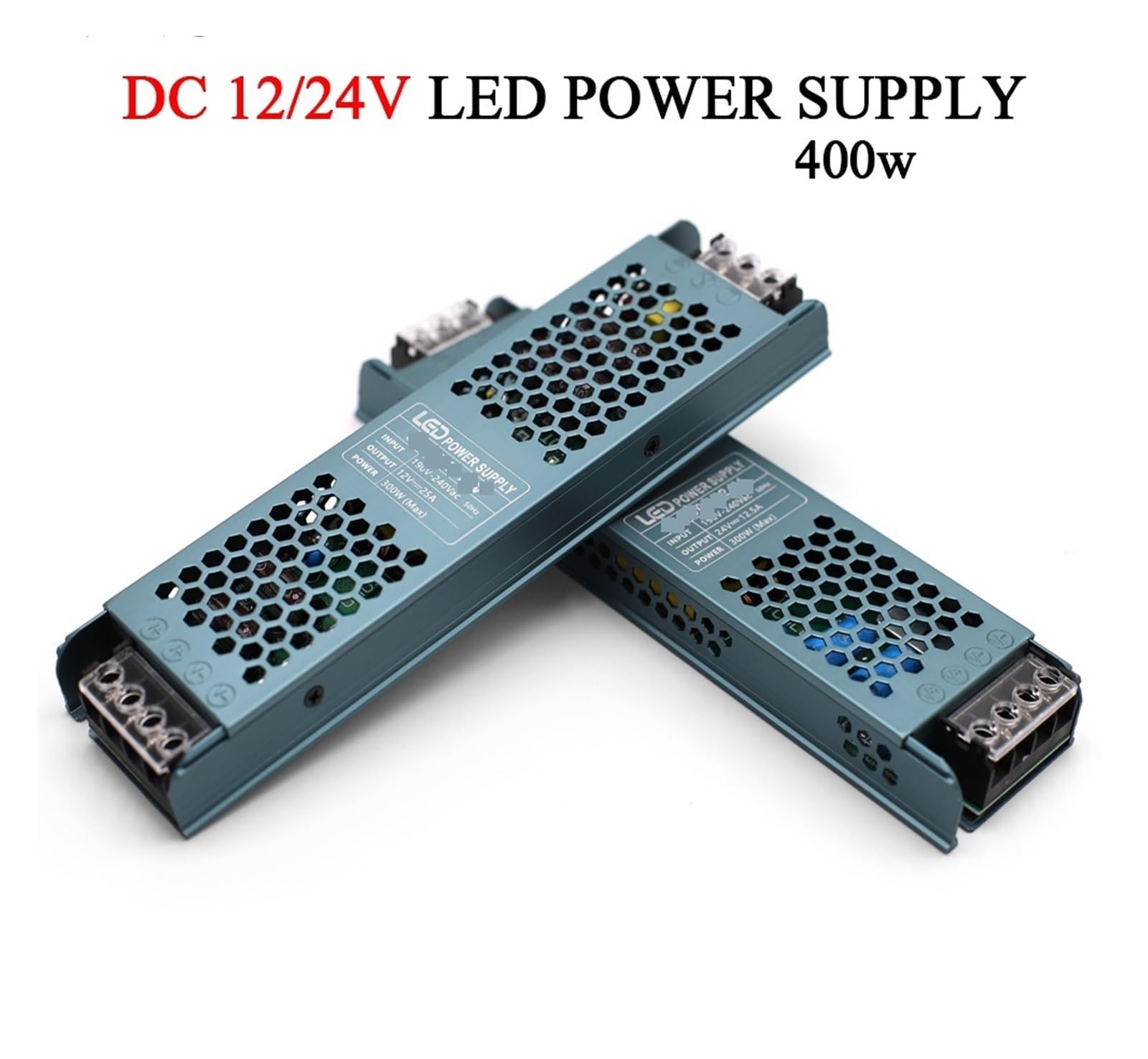 Fuente de alimentación conmutada DC 12V 24V, transformadores de iluminación silenciosos AC190-, adaptador de corriente del controlador de luz LED de 400W(24V)