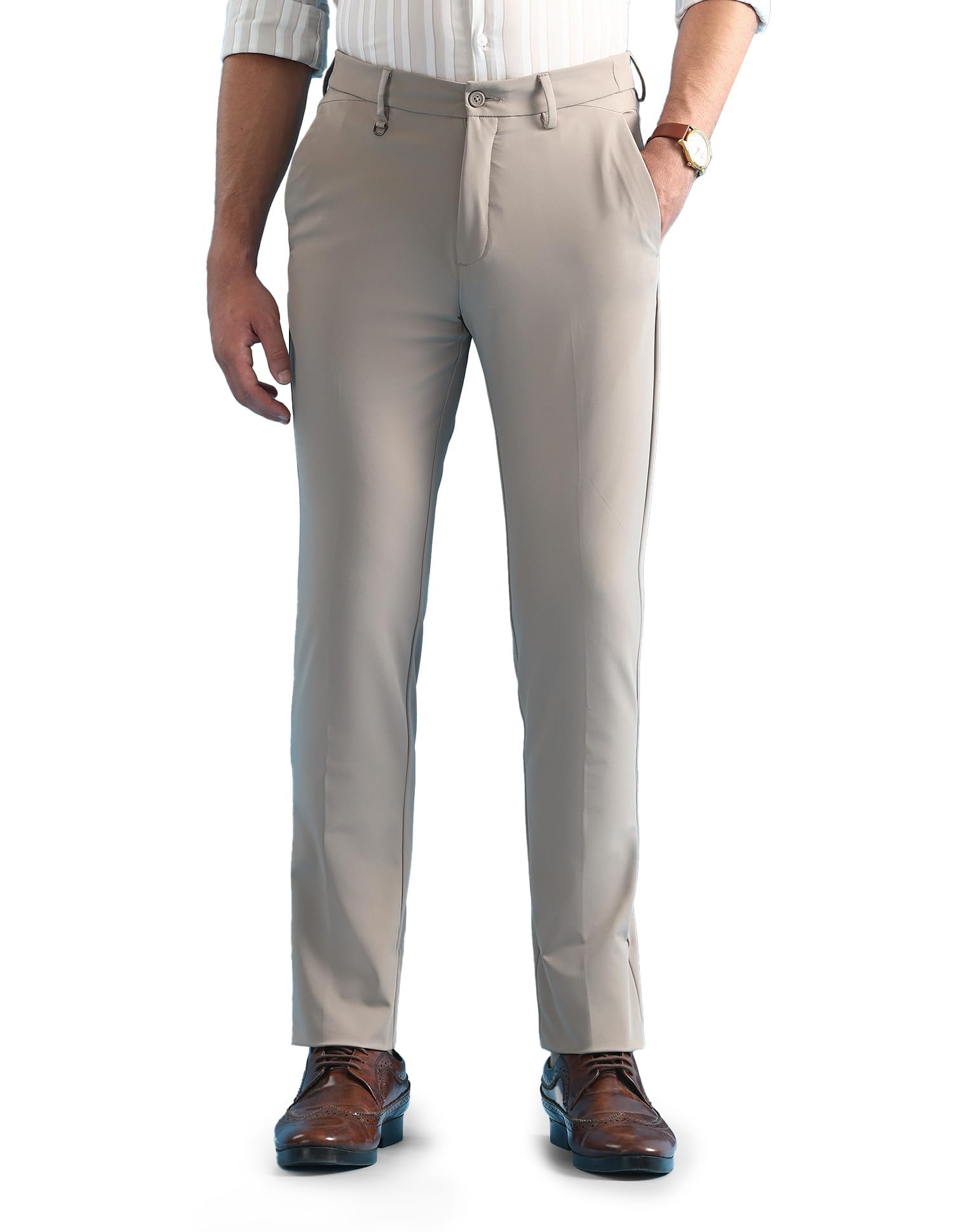 arrow Newyork Men's Solid Slim Fit Knitted Trousers-picture-28