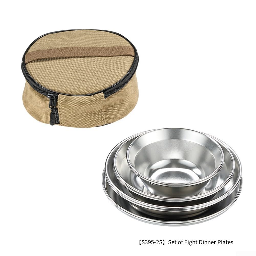 304 Edelstahl Camping Besteck Set | Tragbares Outdoor Geschirr-Set mit Aufbewahrungstasche | Anti-Fall Geschirr für Wandern und Picknick | 4 oder 8 Stück