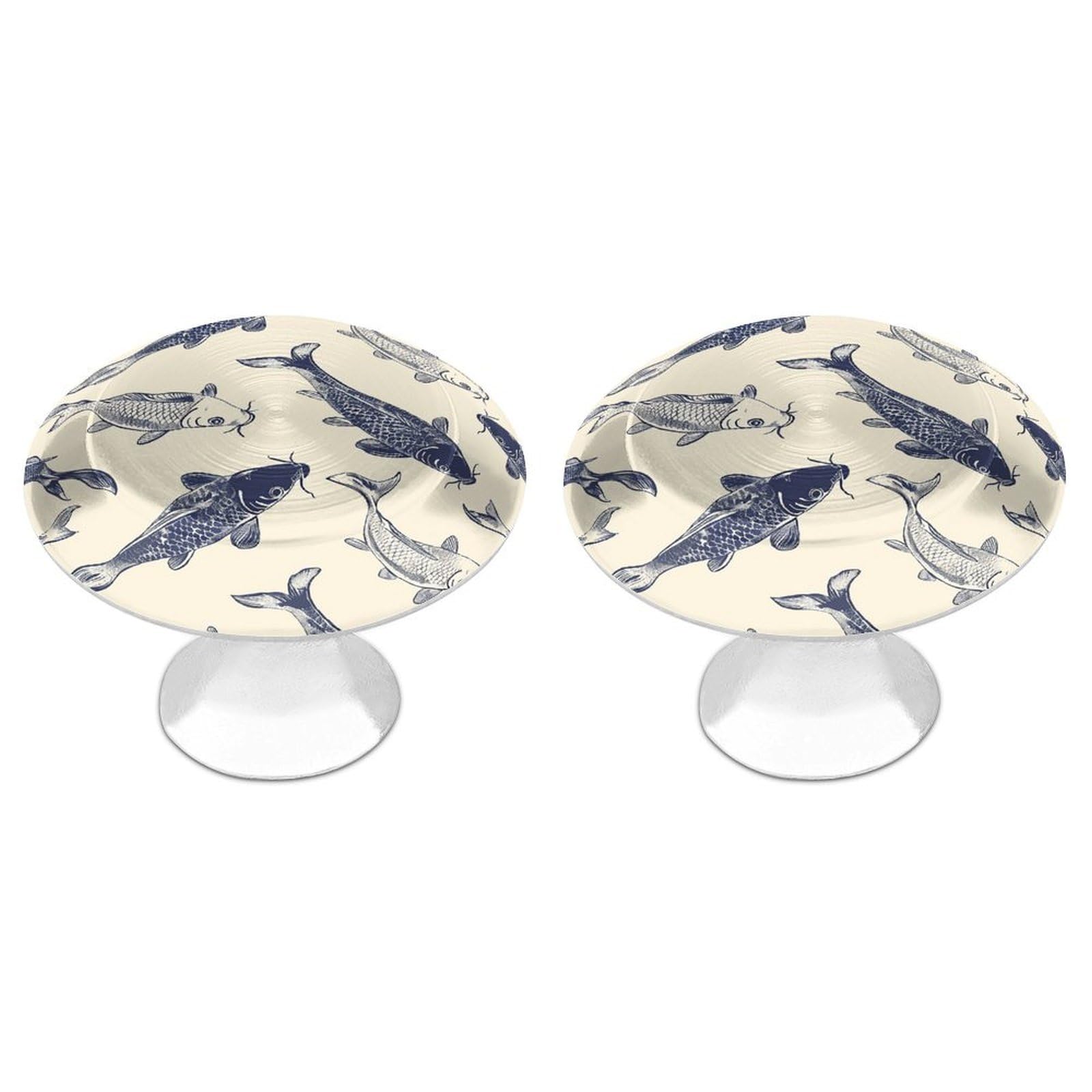 FekiLoot Fish Cabinet Knobs for Kitchen Ornament, Round Zinc Decorative Drawer Pulls for Cabinets Trendy, Dresser Drawers Pulls Bathroom Dresser Knob with Screw