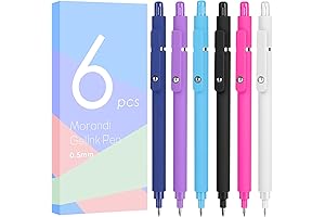 6 Pcs Black Gel Pens 0.5mm Fine Point