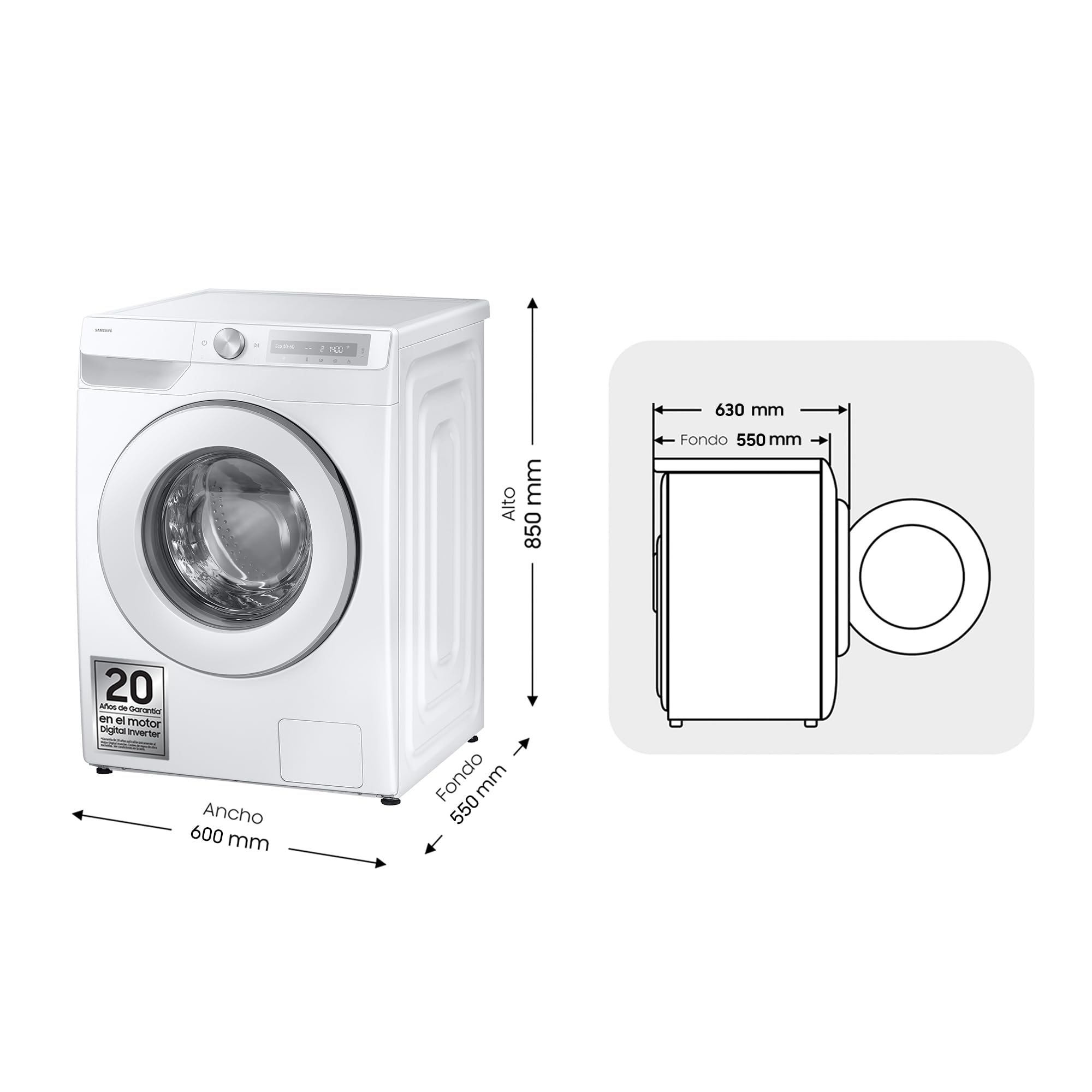 Secadora de condensación Samsung DV80CGC0B0THEC 60 cm 8 kg Blanco con SmartThings e Inteligencia Artificial