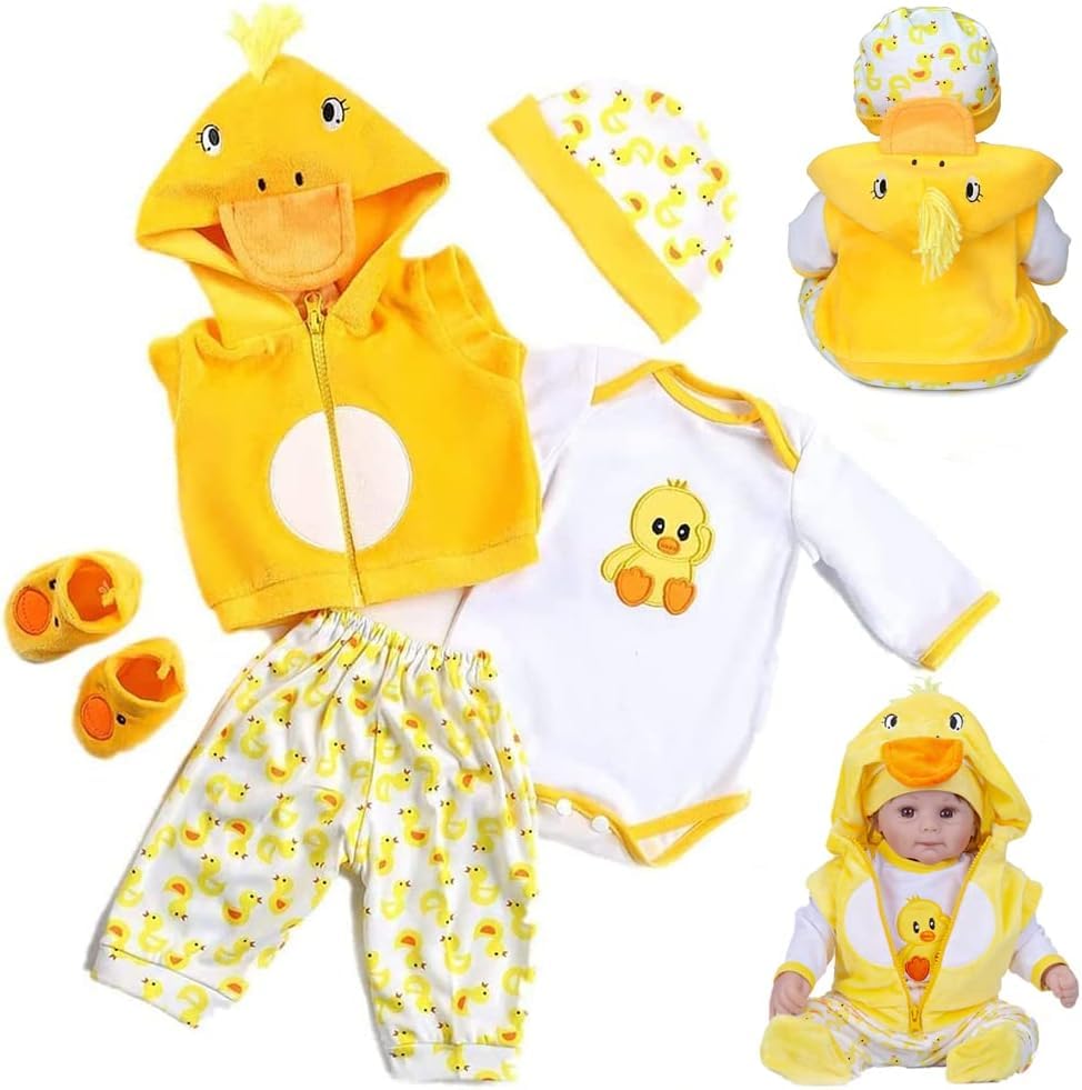 scnbom Reborn Baby Dolls Clothes for 17-22 inch newborn babies Girl Outfits Accesories (Elena 5pcs Set)