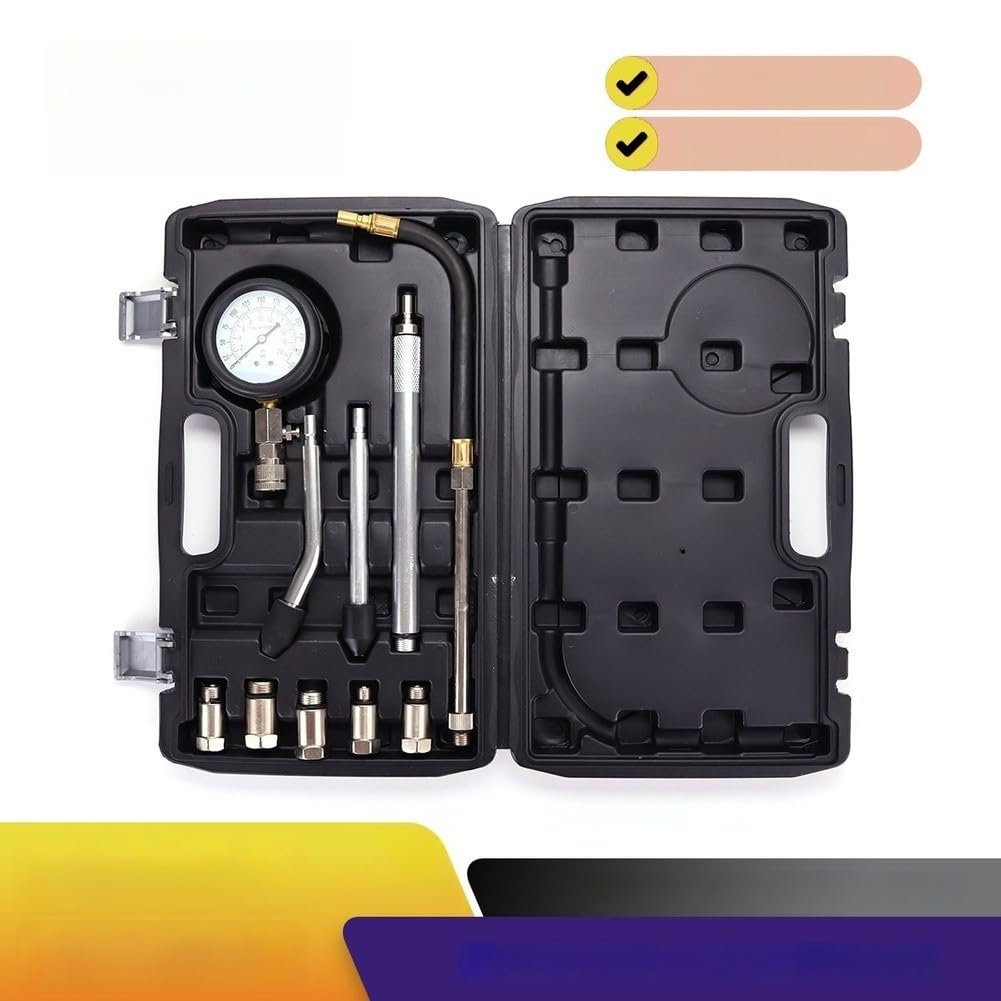 Kit di strumenti per la misurazione della pressione del cilindro | Per auto, camion e moto, set di misuratori di compressione del motore, custodia stampata a soffiaggio
