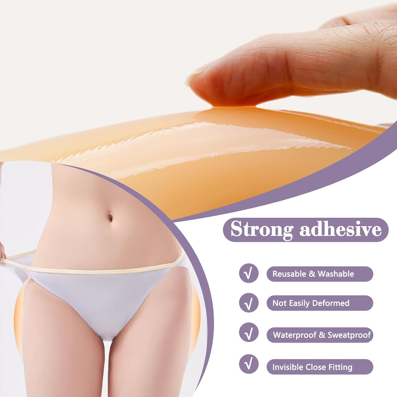 Silicone Hip Pads Adhesive for Women - Reusable Butt Lift Enhancer Pads, Sticky Buttocks Enhancer(2 Pieces) - Image 4