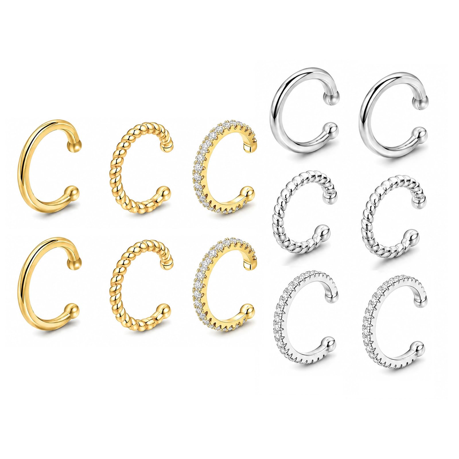 PRY Bi-Form Ear Cuff シュウト Ear Cuffs Without Piercing, 12 Piece Set of Ear Cuff Earrings for