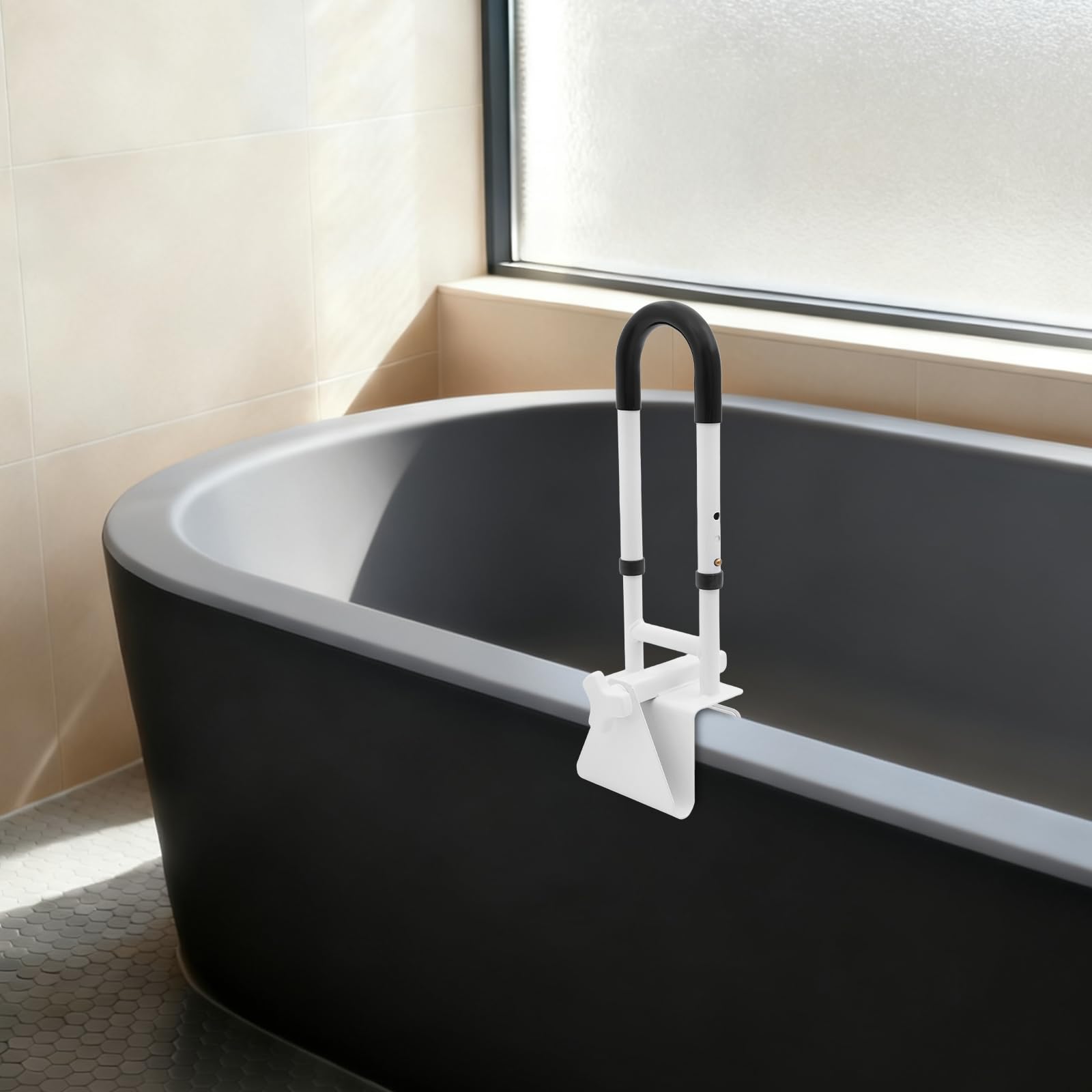 Barra de agarre para baño, mango de baño con altura y ancho ajustables de 50 – 55 cm, mango de bañera, ayuda para levantarse, mango de seguridad para bañeras